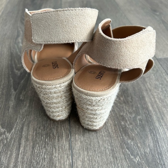 Susina wedge platform espadrilles sandals with velcro closure in beige- size 8 - Picture 5 of 8